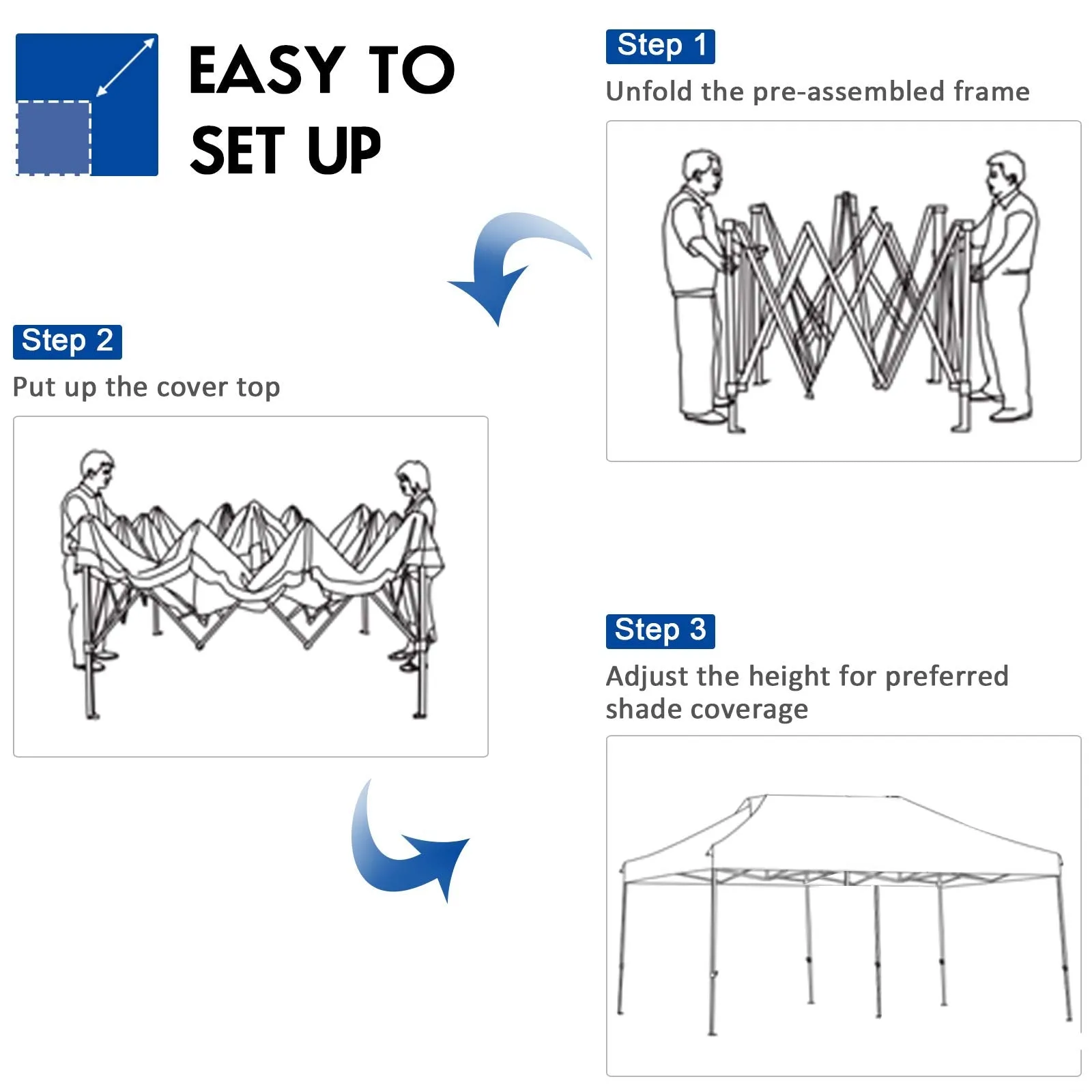 10' x 20' Pop Up Canopy Tent, Easy Set-up Outdoor Tent Commercial Instant Shelter