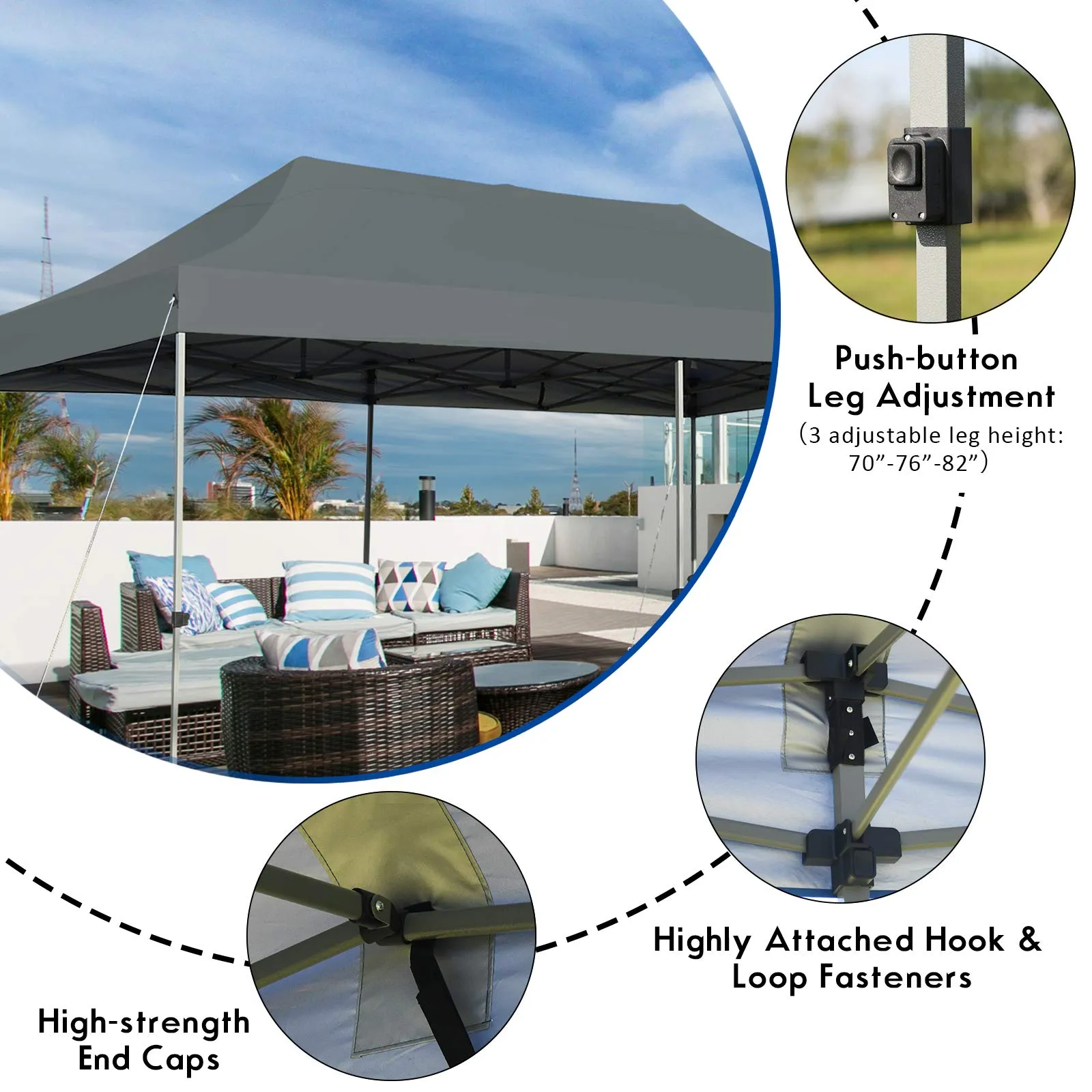10' x 20' Pop Up Canopy Tent, Easy Set-up Outdoor Tent Commercial Instant Shelter
