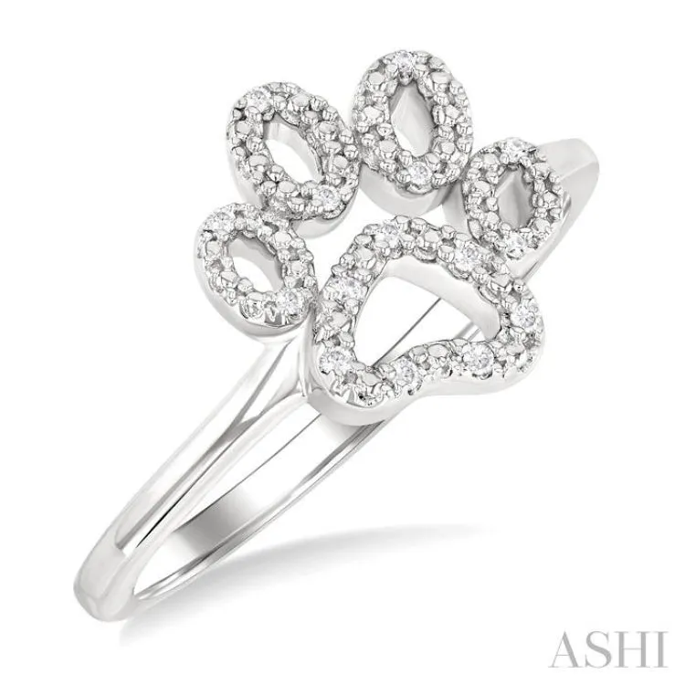 1/20 ctw Dog Paw Round Cut Diamond Fashion Ring in Sterling Silver