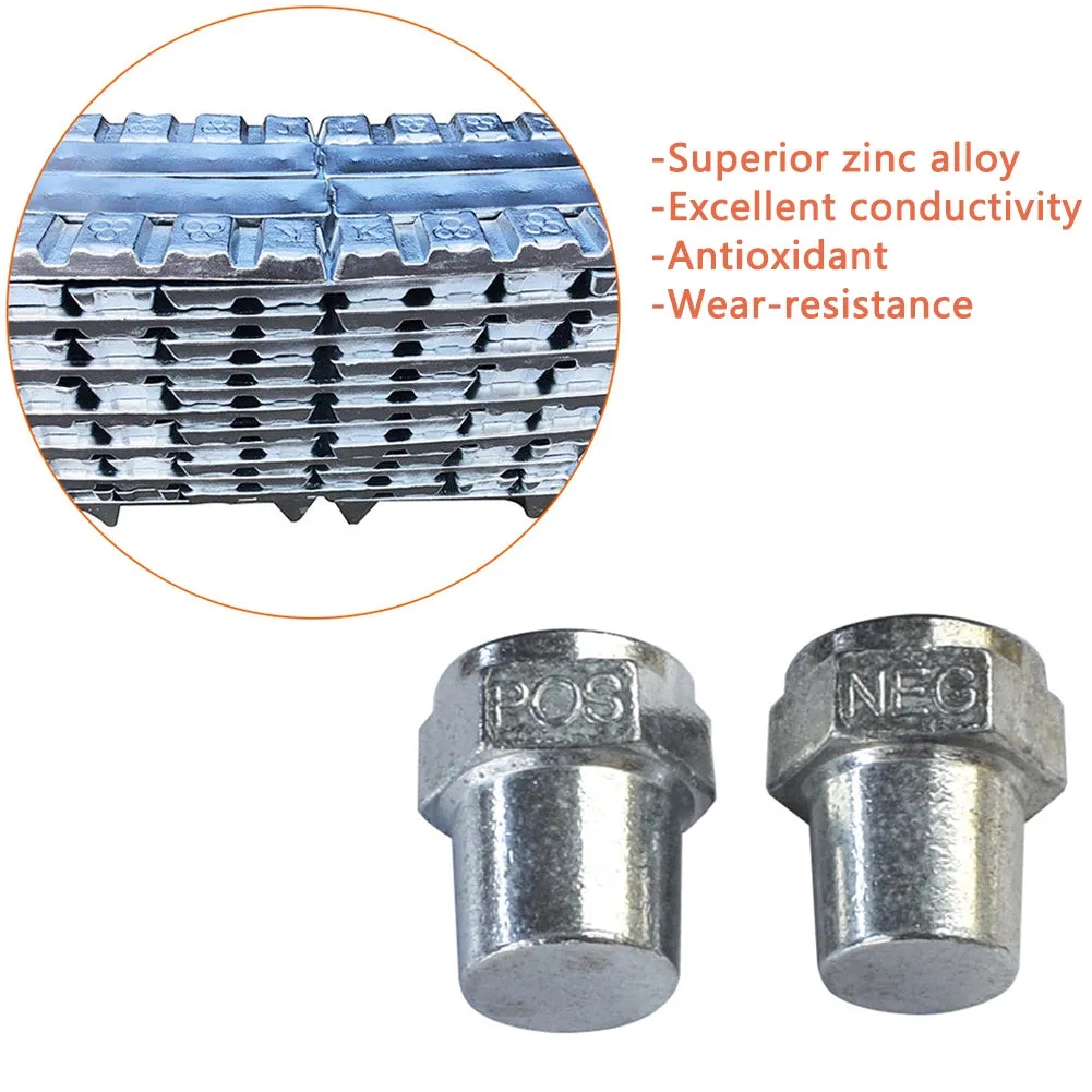 2pcs Car Alloy Positive Negative Battery Top Post Terminal