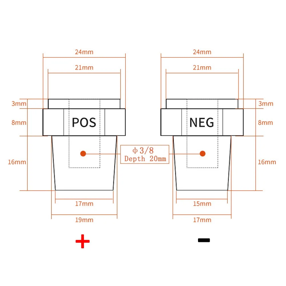 2pcs Car Alloy Positive Negative Battery Top Post Terminal