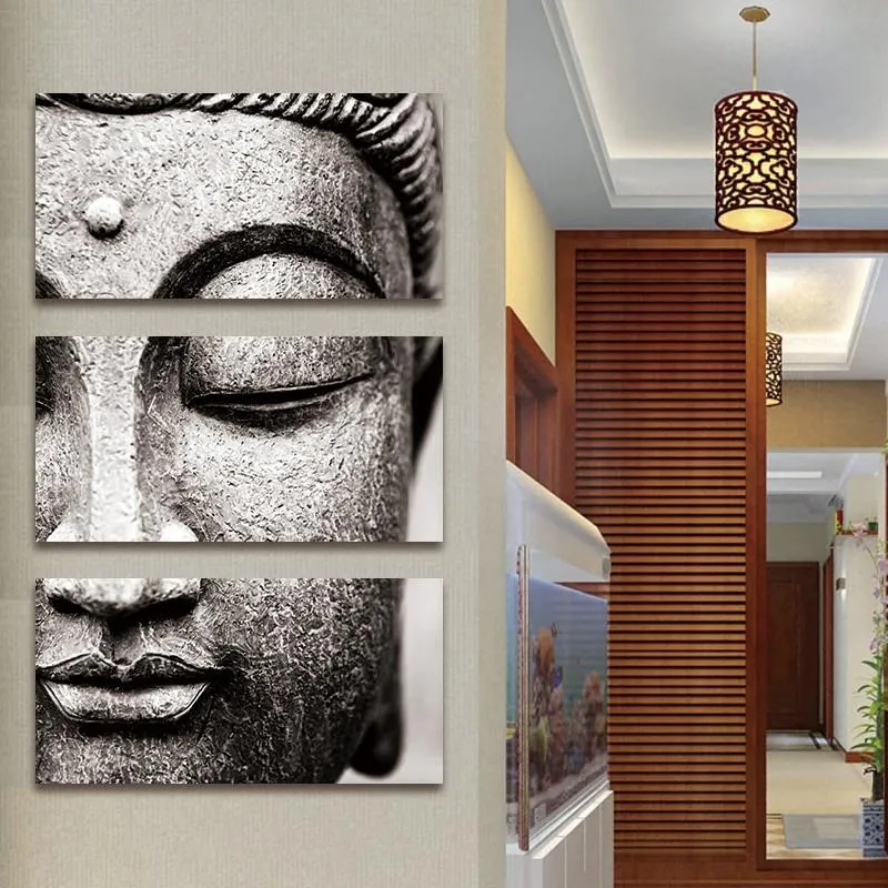 3-Panel Canvas Buddha Wall Art