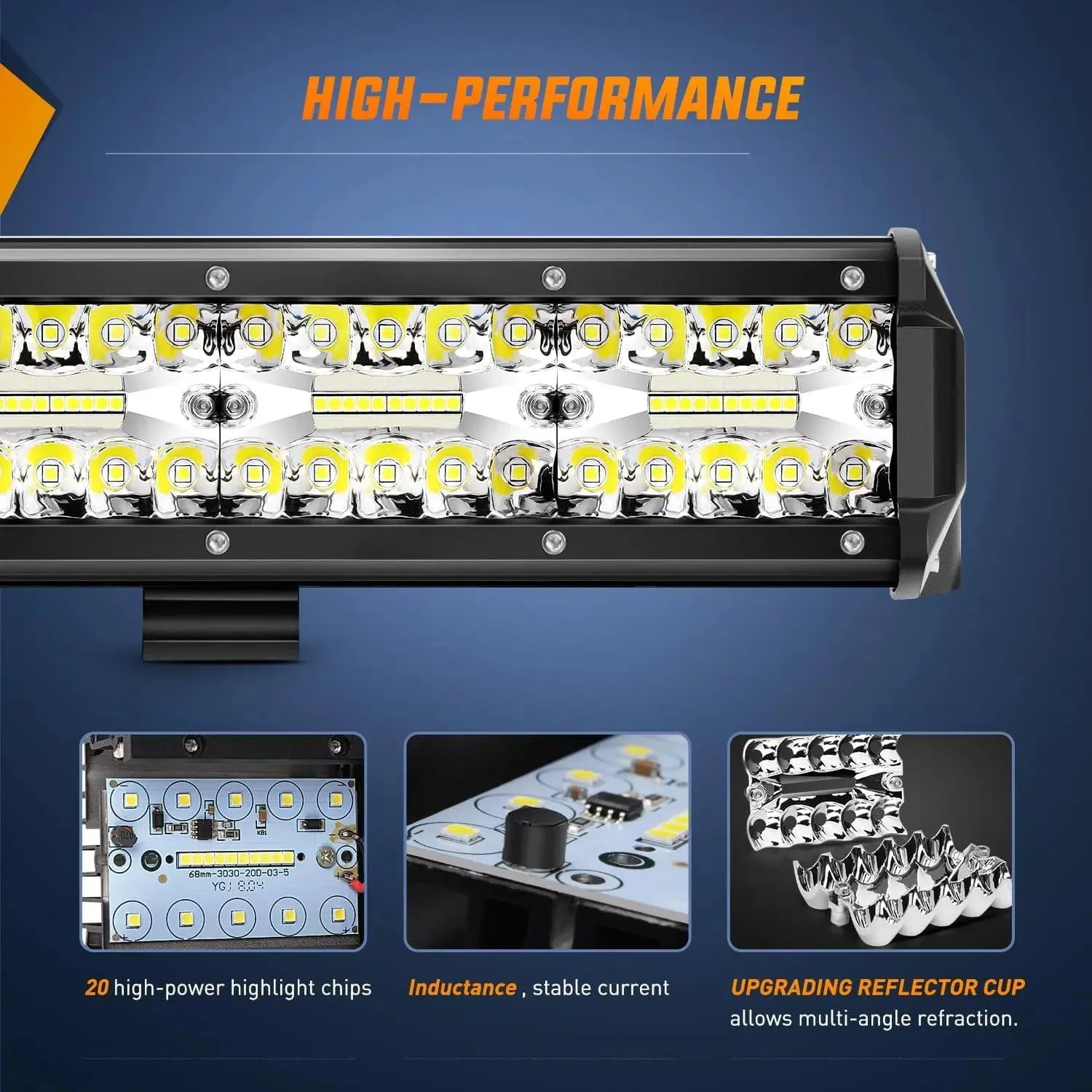 37 Inch 780W 78000LM Triple Row Spot Flood LED Light Bar
