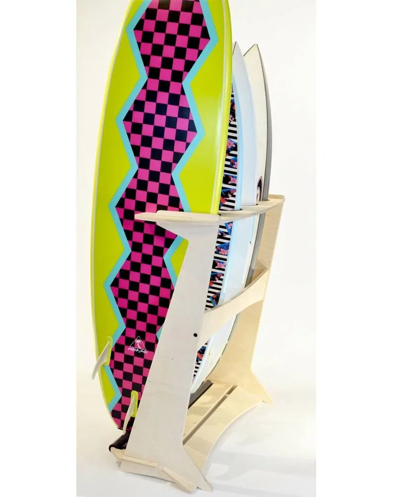 4 Surfboards | Wood Freestanding Rack