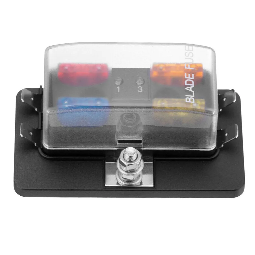 4-way Car Modification Fuse Kit 1-in-4 out Fuse Holder Box Block