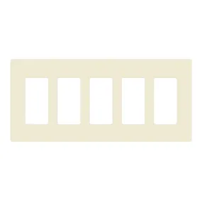 5-Gang Decorator Rocker Screwless Wall Plate Light Almond
