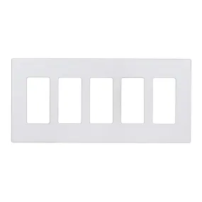 5-Gang Decorator Rocker Screwless Wall Plate White