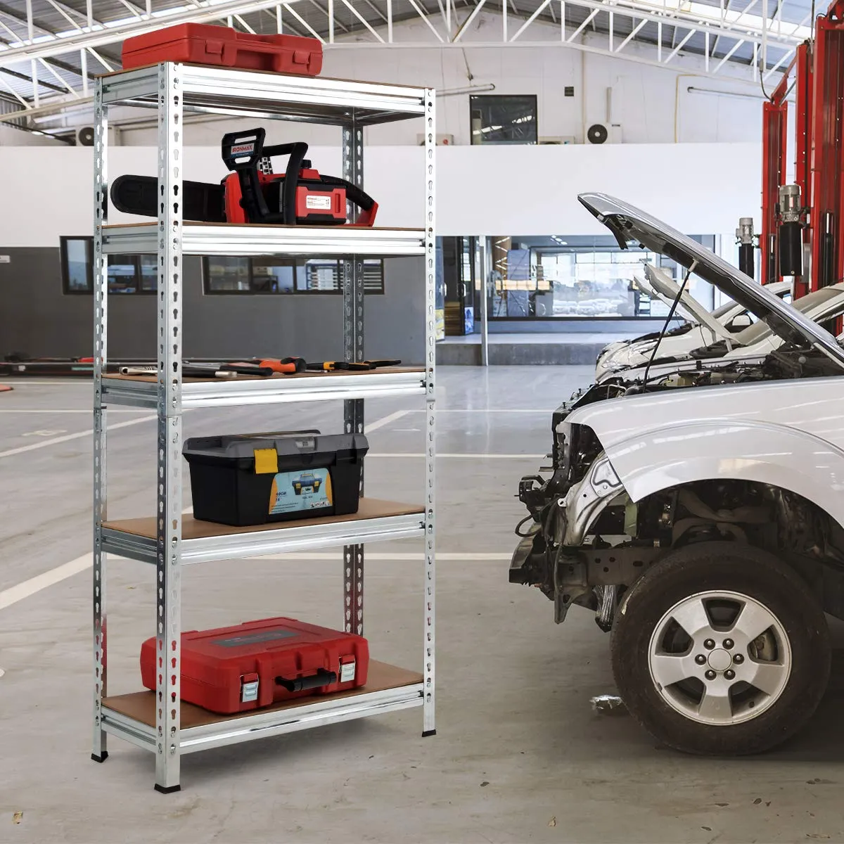5-Tier Storage Shelves, Heavy Duty Steel Frame Muscle Rack 60in Garage Shelf