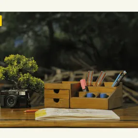 7-compartment Wood Desk Organizer