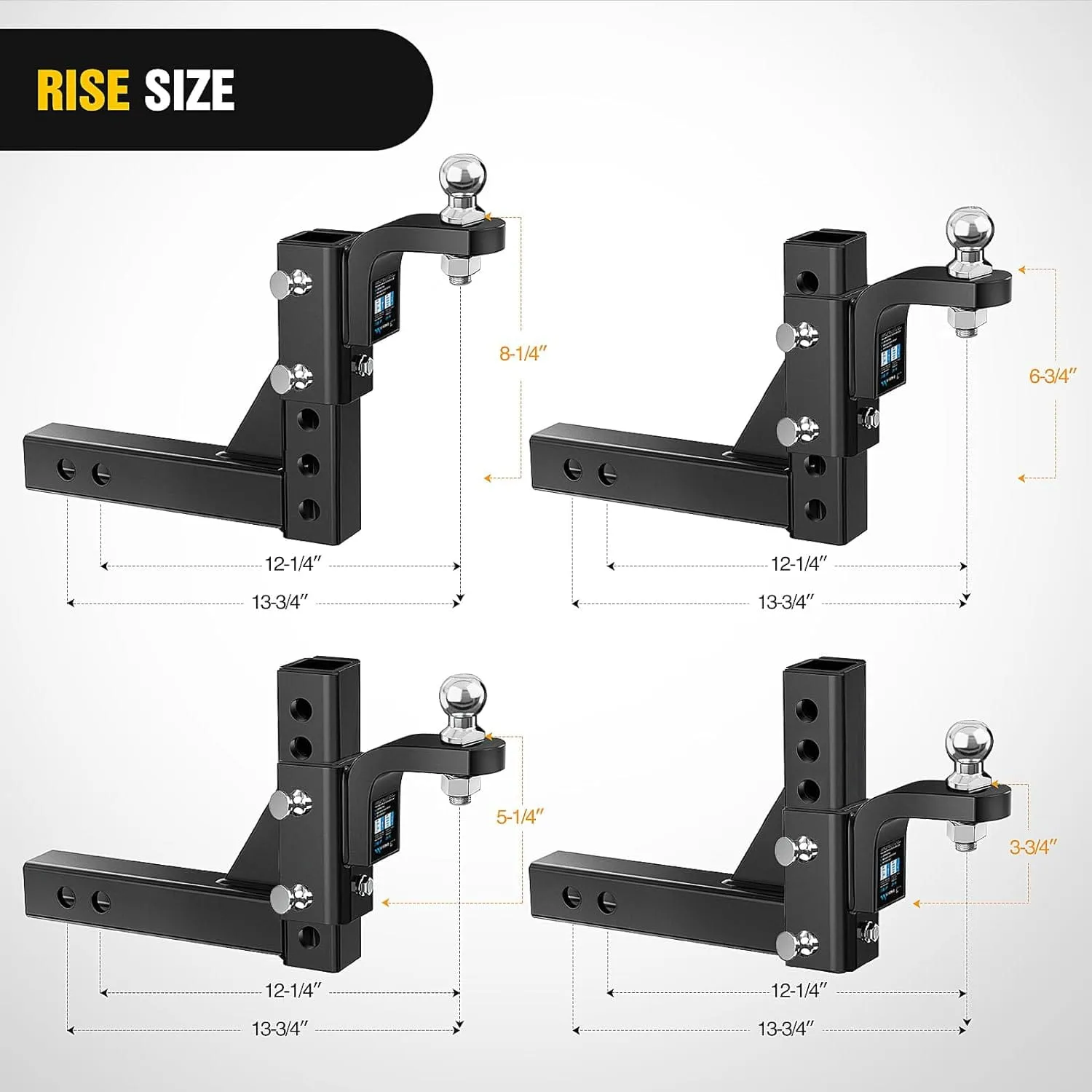 8 Position Adjustable Trailer Hitch Ball Mount with 2 Inch Trailer Ball