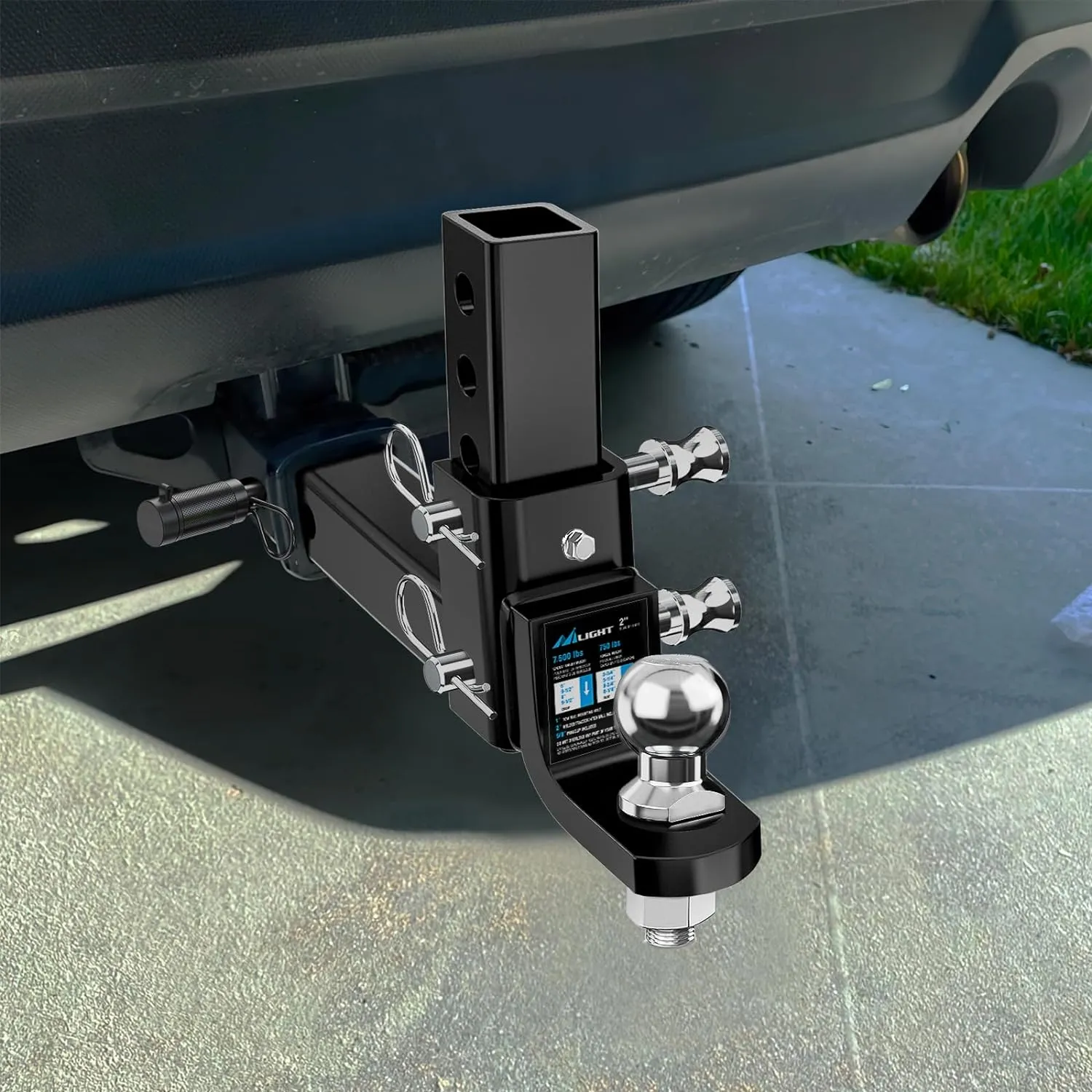 8 Position Adjustable Trailer Hitch Ball Mount with 2 Inch Trailer Ball