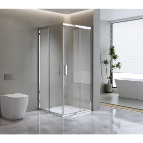 Adjustable Double Sliding Door Glass Shower Screen, Chrome, 6mm