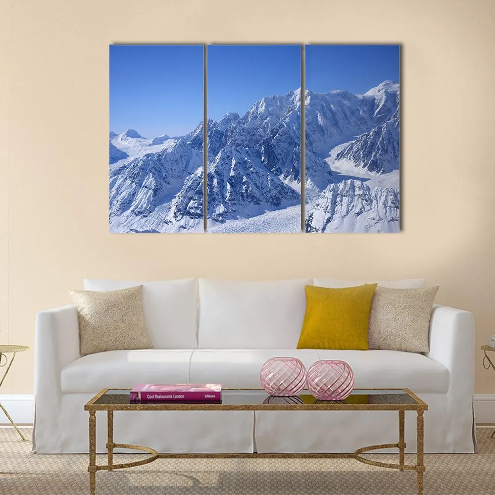 Alaskan Mountain Covered With Snow Canvas Wall Art