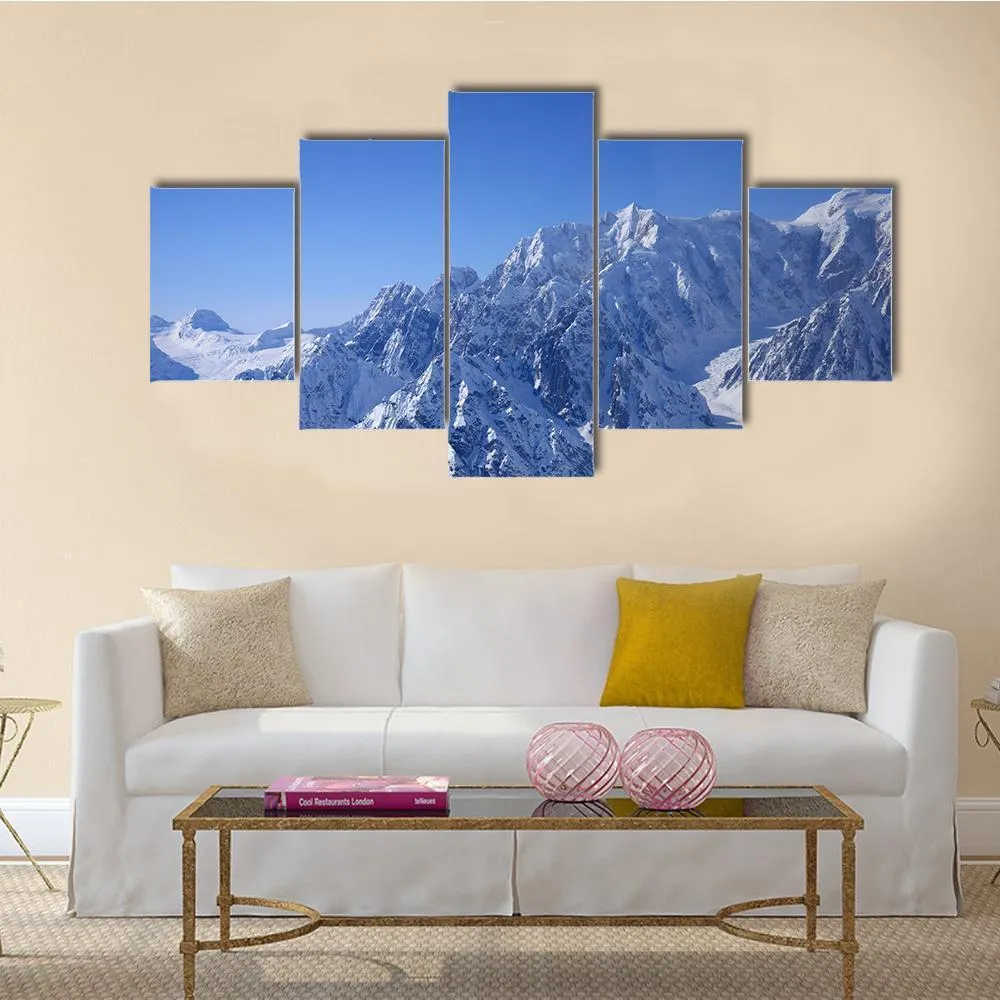 Alaskan Mountain Covered With Snow Canvas Wall Art
