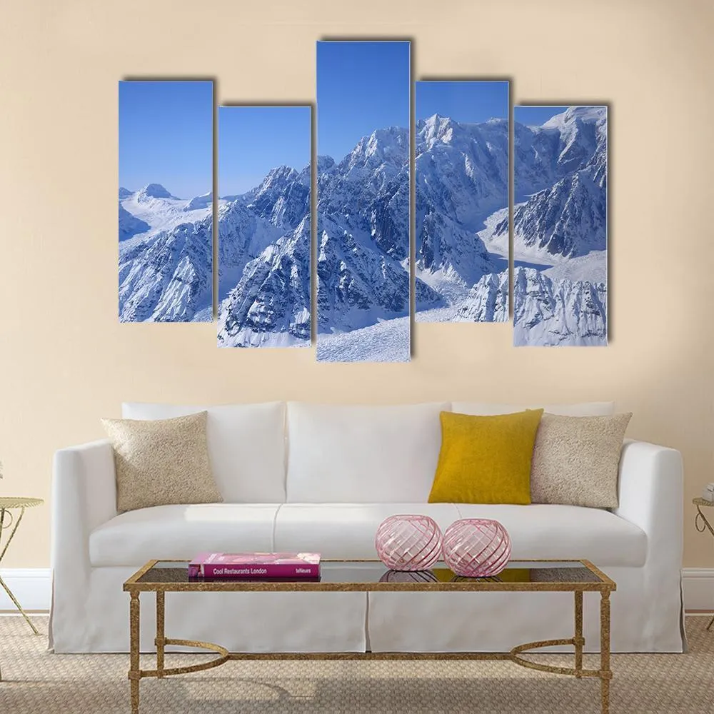 Alaskan Mountain Covered With Snow Canvas Wall Art
