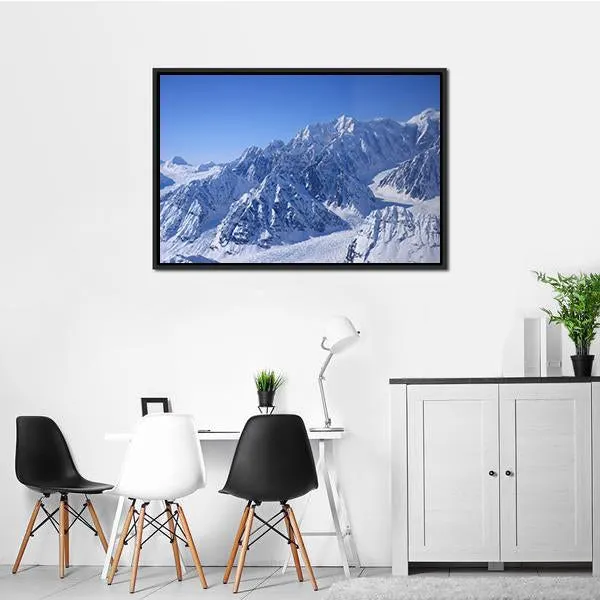 Alaskan Mountain Covered With Snow Canvas Wall Art