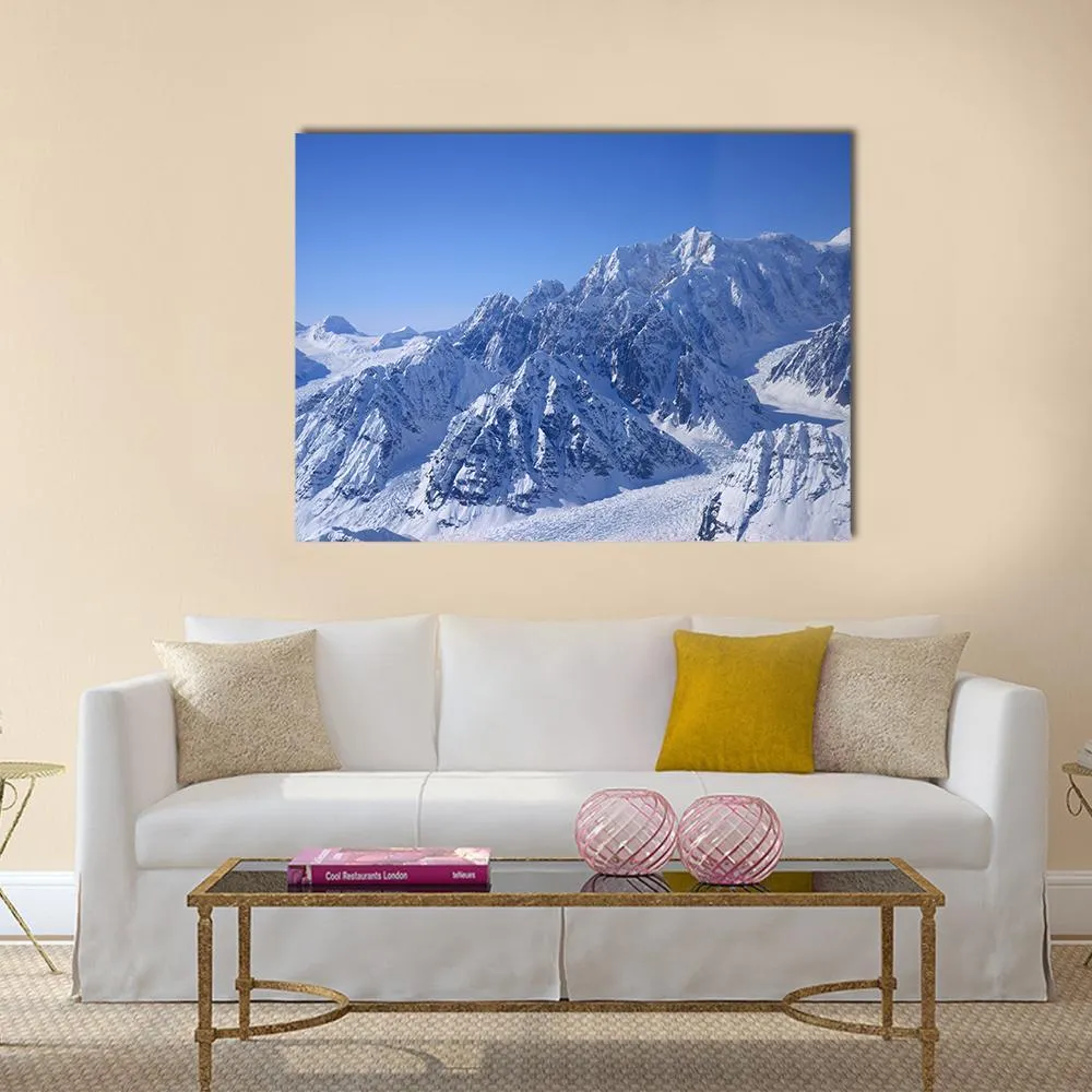 Alaskan Mountain Covered With Snow Canvas Wall Art