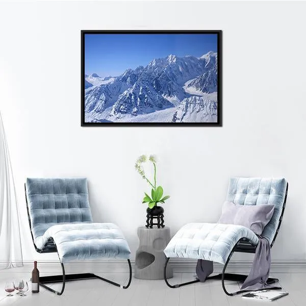 Alaskan Mountain Covered With Snow Canvas Wall Art