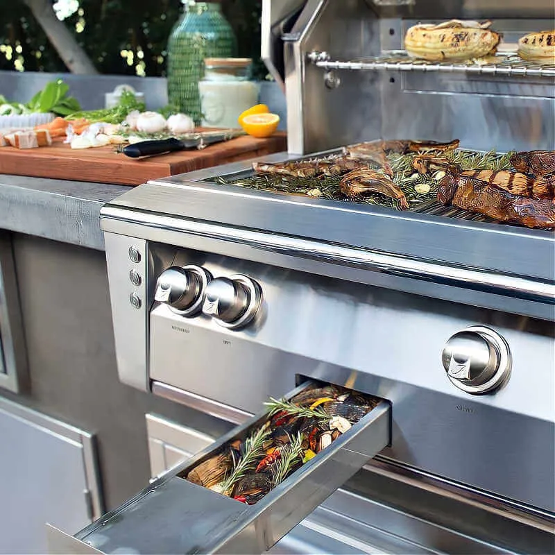 Alfresco ALXE 42-Inch Gas Grill on Deluxe Cart With Sear Burner And Rotisserie