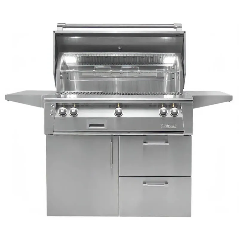 Alfresco ALXE 42-Inch Gas Grill on Deluxe Cart With Sear Burner And Rotisserie