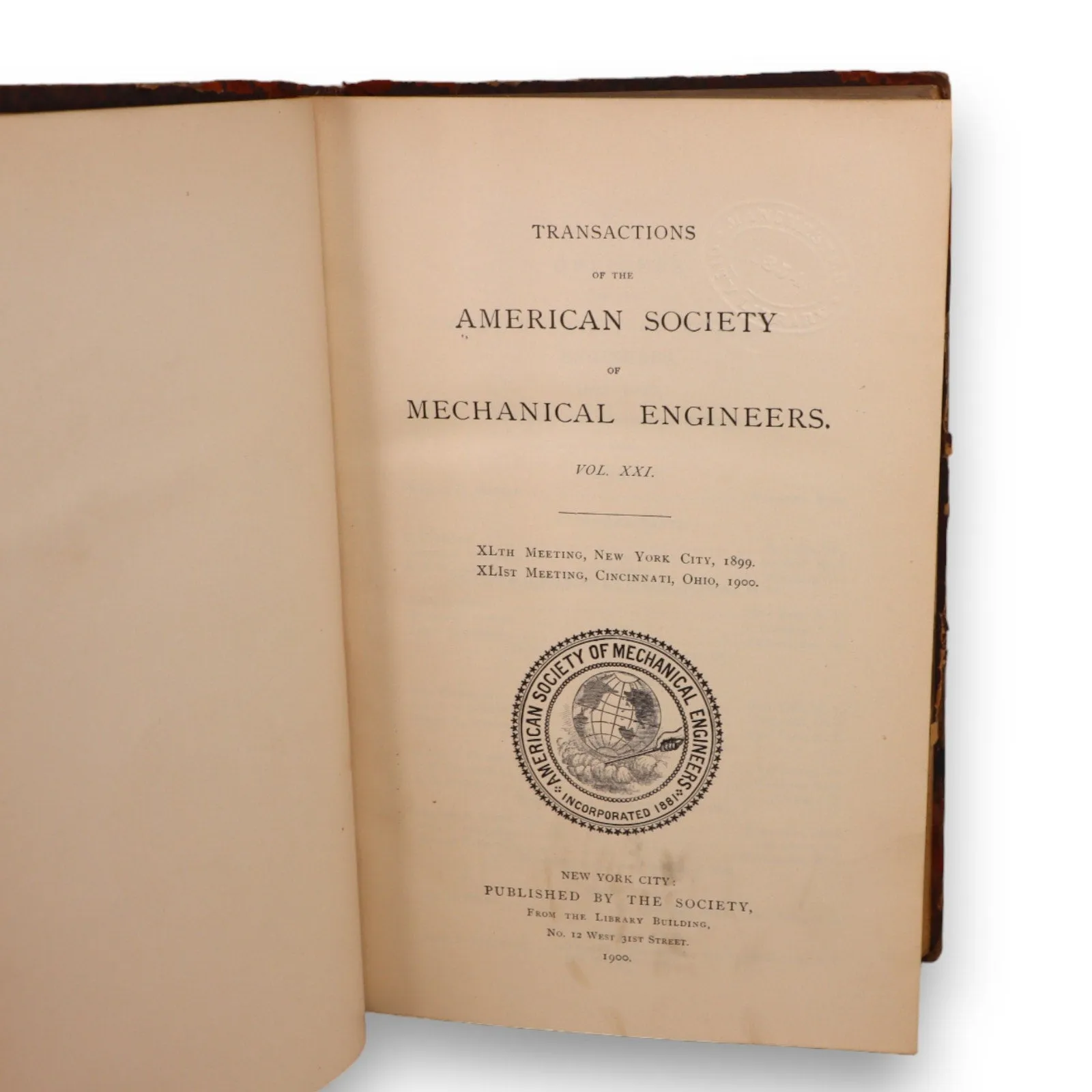 ASME American Society Mechanical Engineers Transactions 1900 Vol XXI 21 Leather