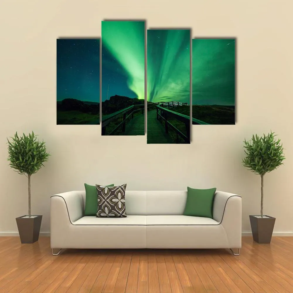 Aurora Borealis In Iceland Canvas Wall Art