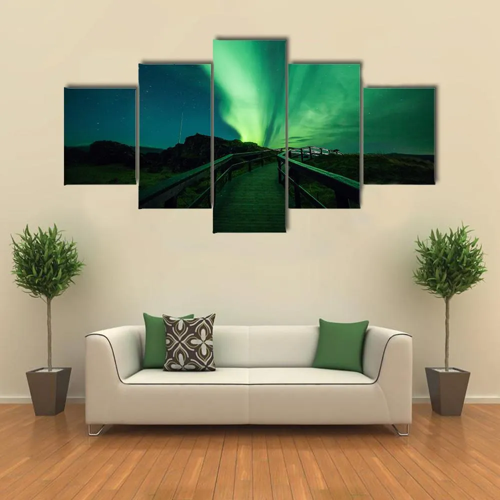 Aurora Borealis In Iceland Canvas Wall Art