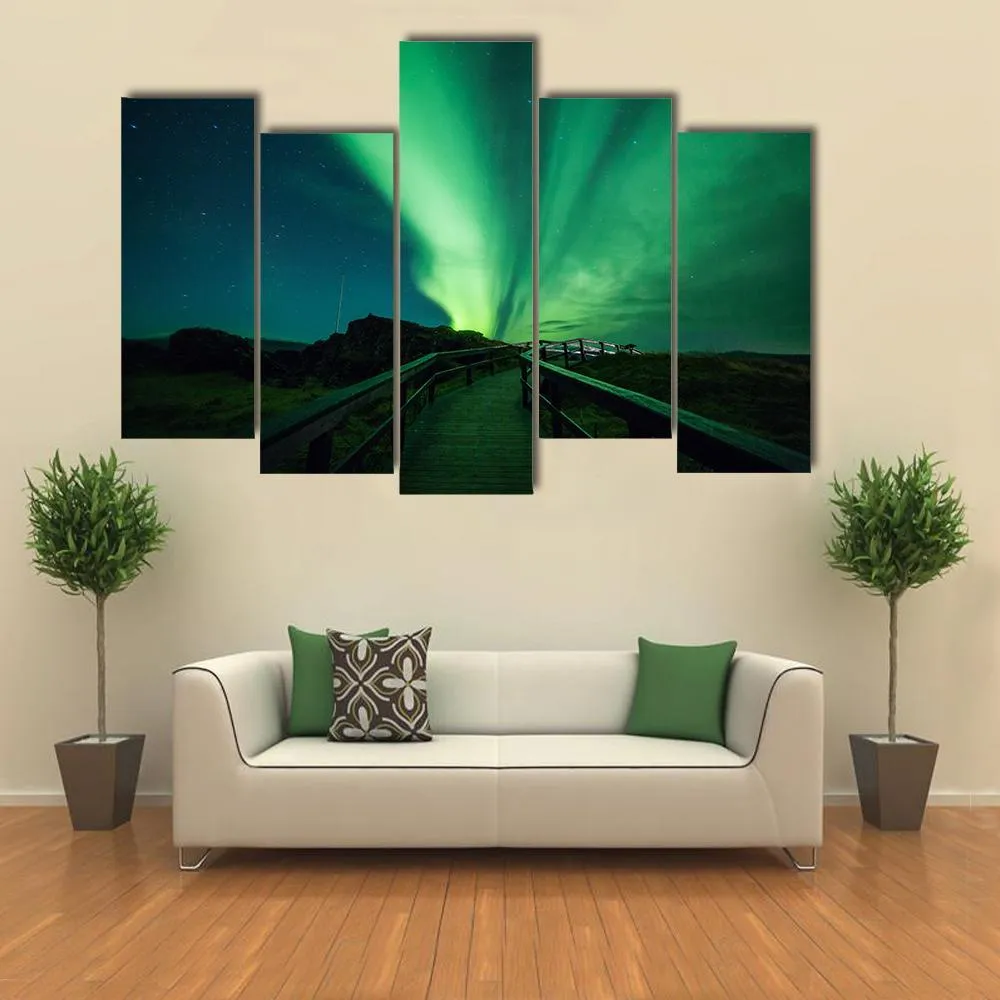 Aurora Borealis In Iceland Canvas Wall Art