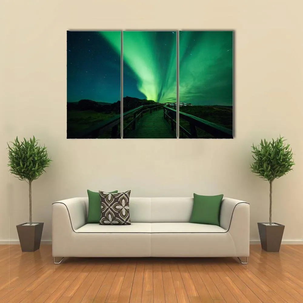 Aurora Borealis In Iceland Canvas Wall Art
