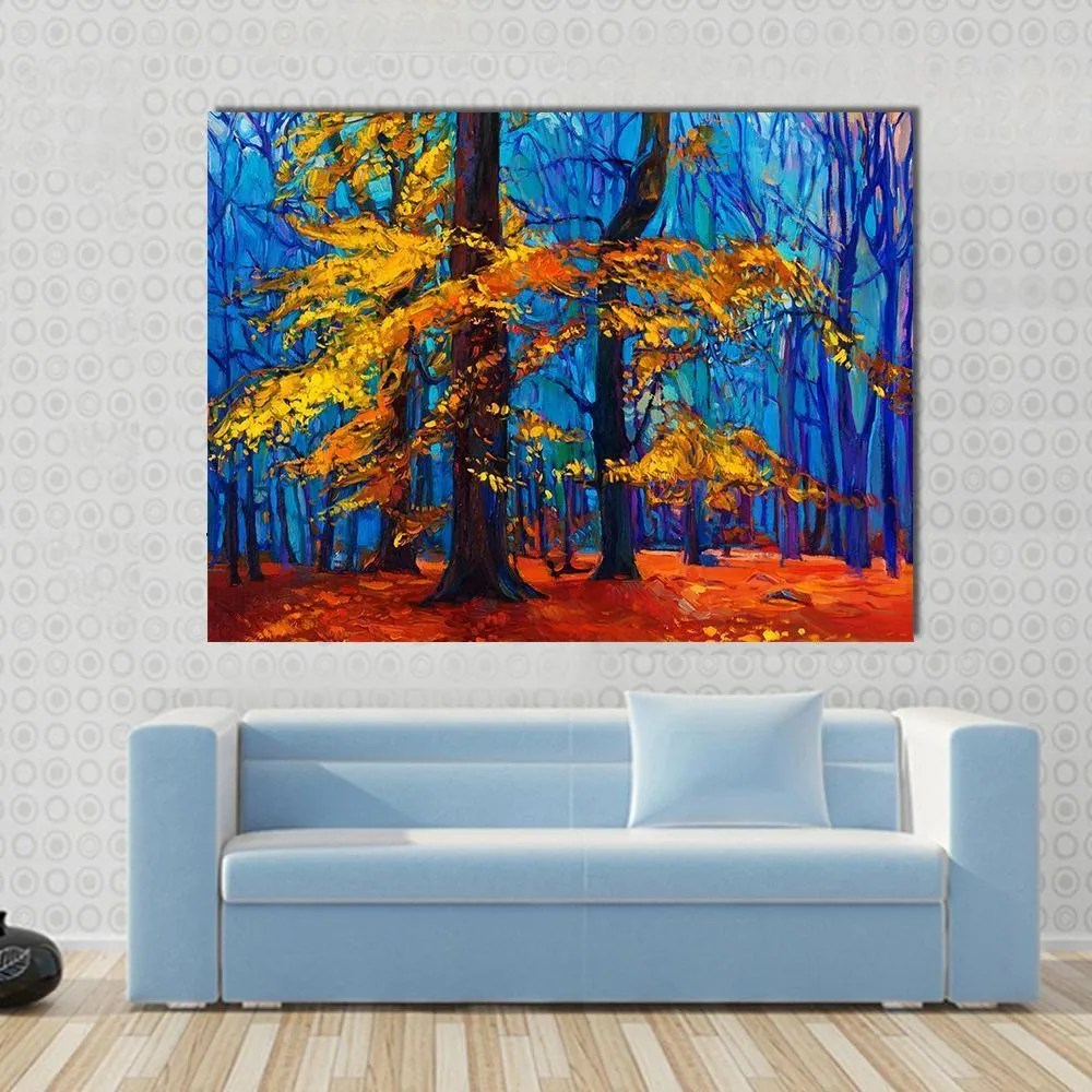 Autumn Trees Abstract Canvas Wall Art