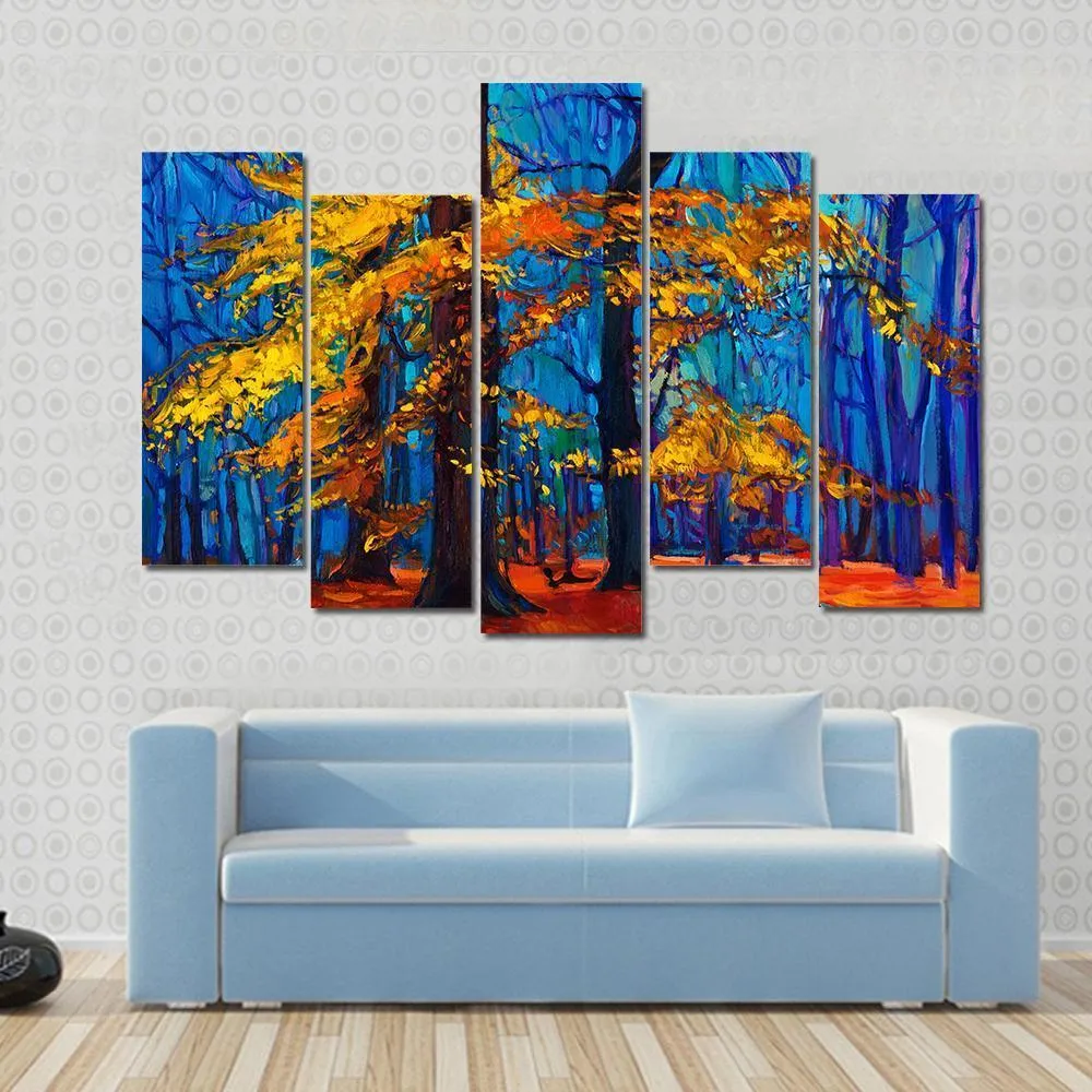Autumn Trees Abstract Canvas Wall Art