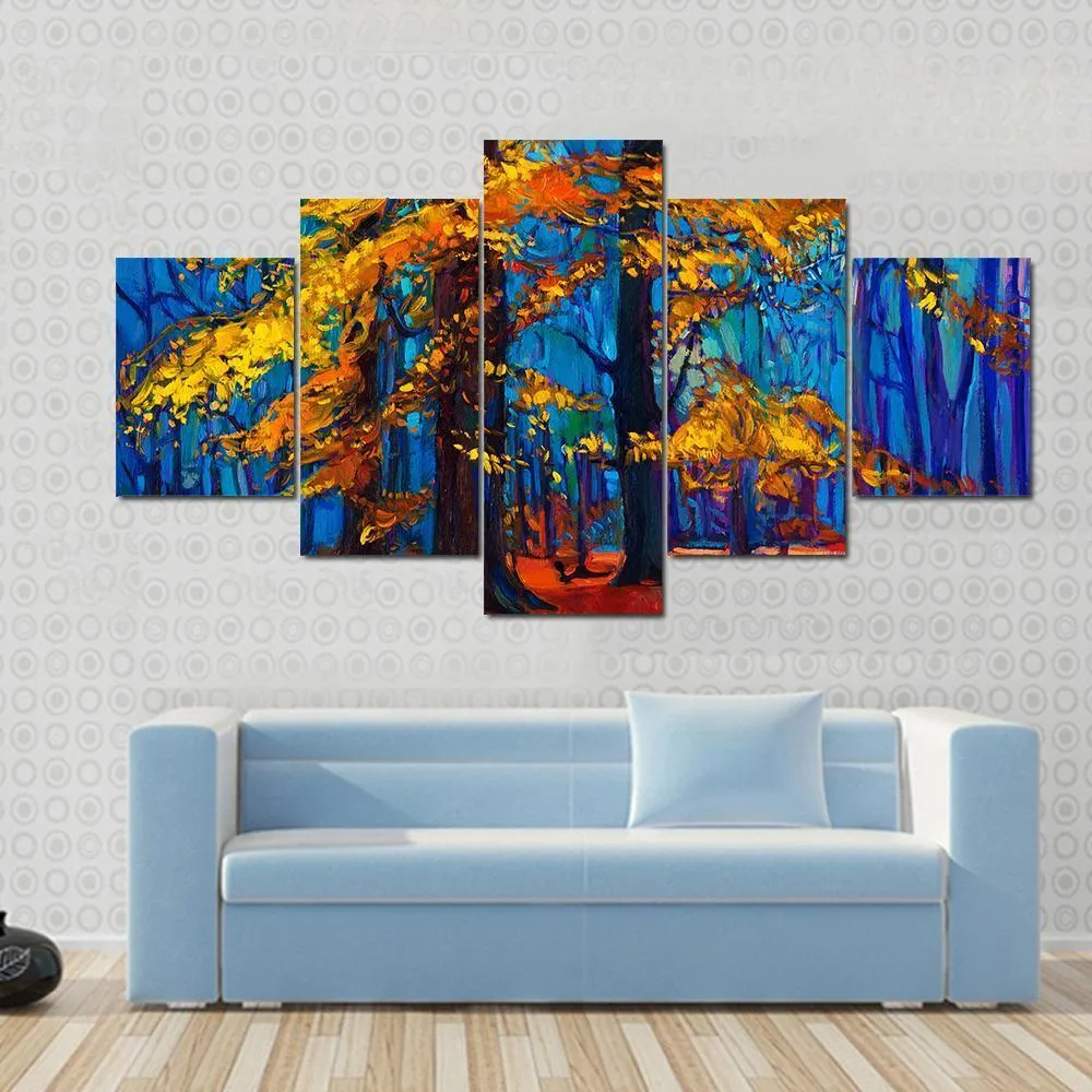 Autumn Trees Abstract Canvas Wall Art