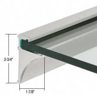 Bath Shelving 18" Aluminum Extrusion for 1/4" Glass