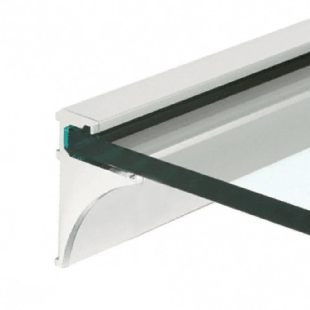 Bath Shelving 18" Aluminum Extrusion for 1/4" Glass
