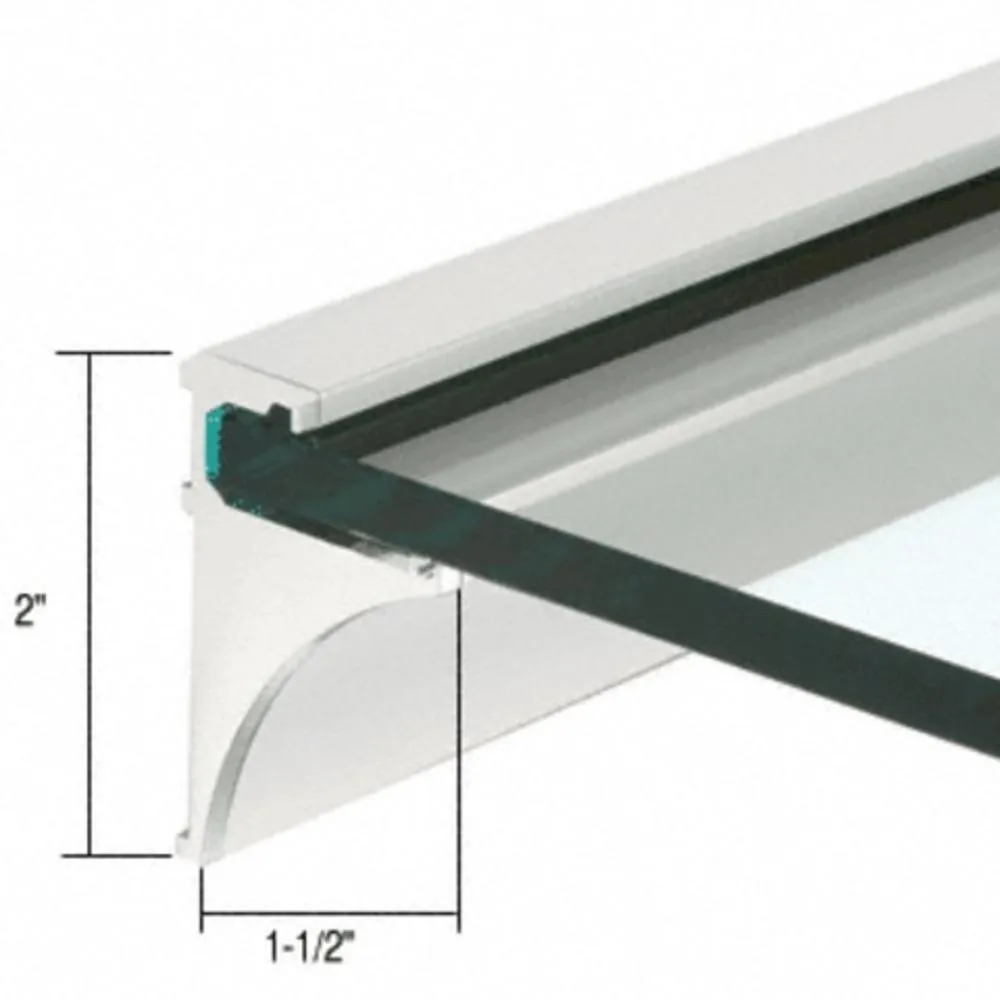 Bath Shelving 18" Aluminum Extrusion for 1/4" Glass
