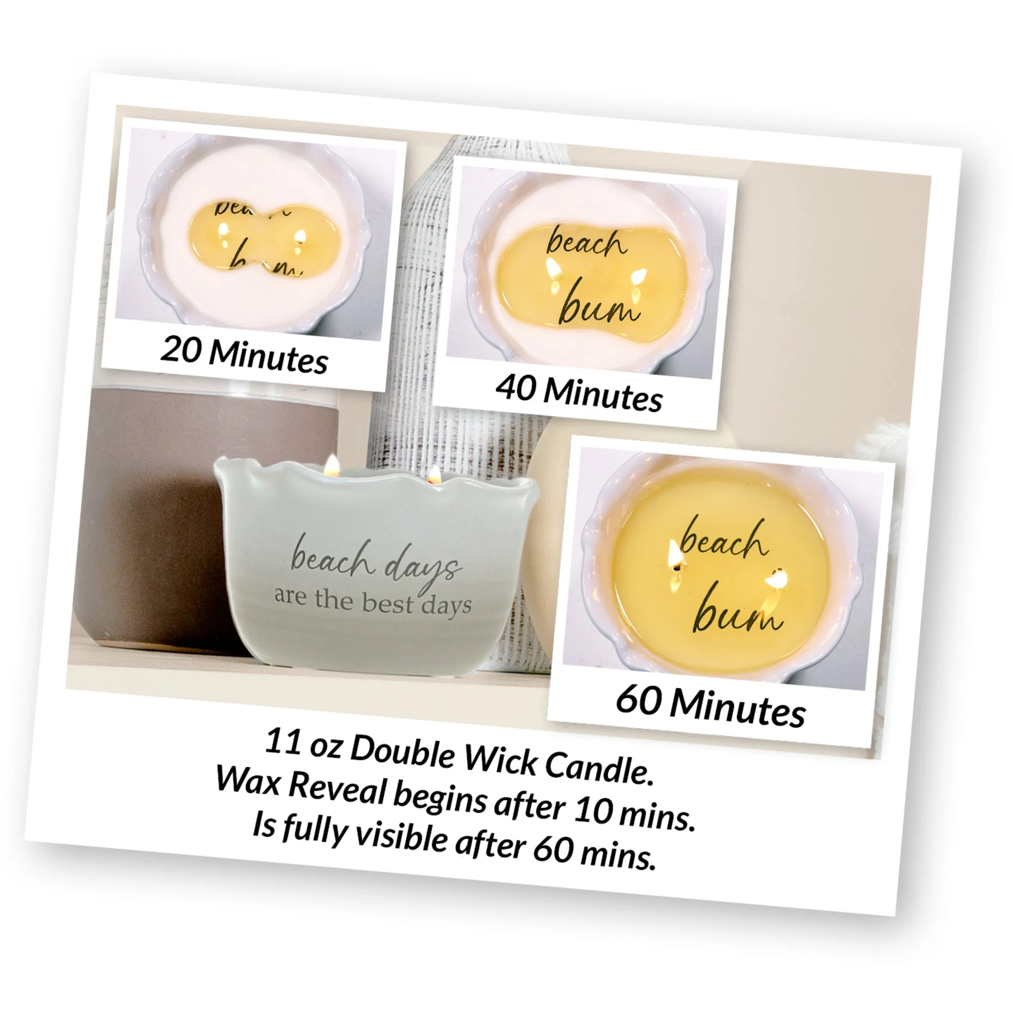Beach Days 11 oz - 100% Soy Wax Reveal Candle Scent: Tranquility