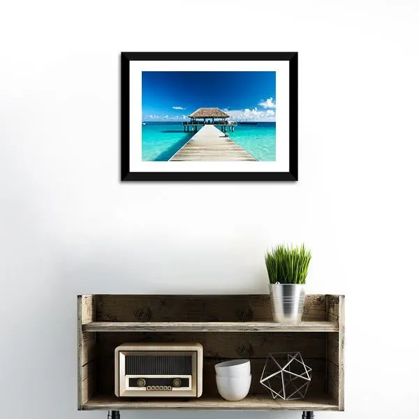 Beach With Jetty  Maldives Canvas Wall Art
