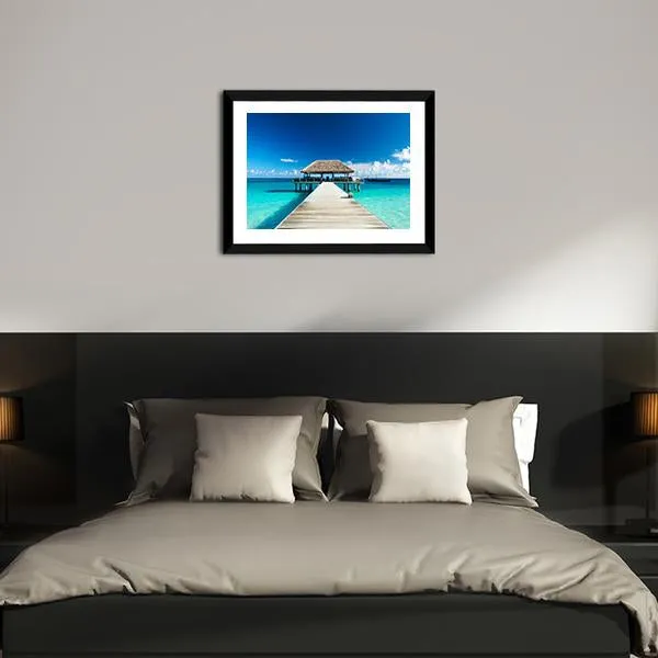 Beach With Jetty  Maldives Canvas Wall Art