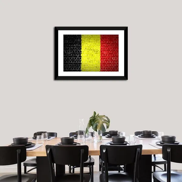 Belgium Flag On Brick Wall Canvas Wall Art
