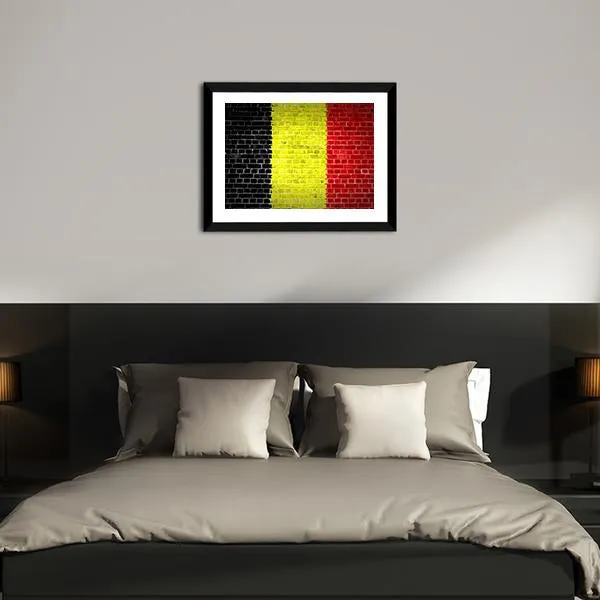 Belgium Flag On Brick Wall Canvas Wall Art