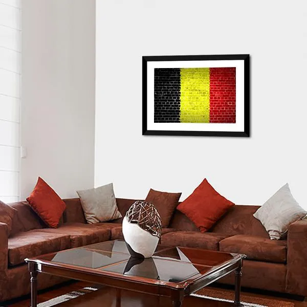 Belgium Flag On Brick Wall Canvas Wall Art
