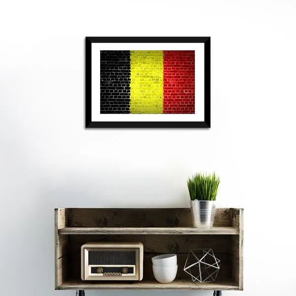 Belgium Flag On Brick Wall Canvas Wall Art