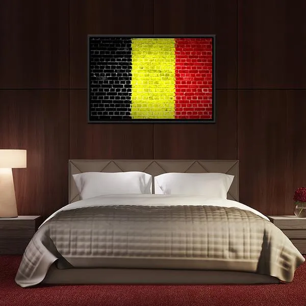 Belgium Flag On Brick Wall Canvas Wall Art