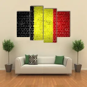 Belgium Flag On Brick Wall Canvas Wall Art