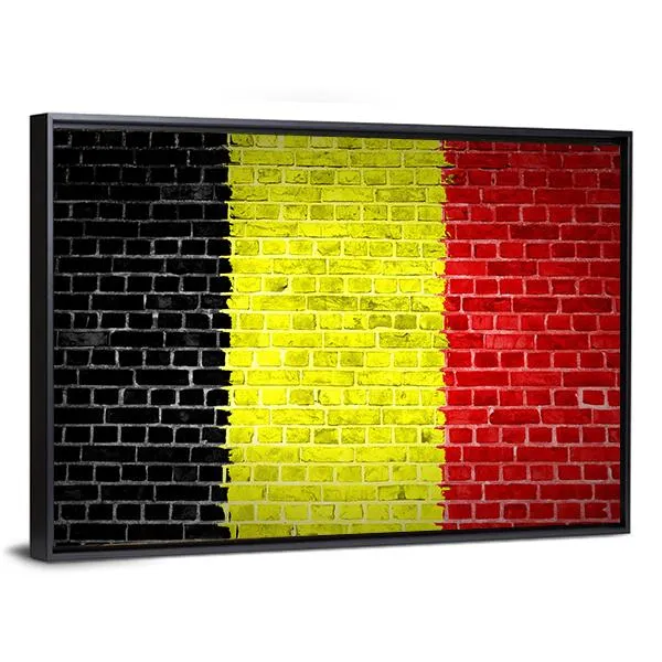 Belgium Flag On Brick Wall Canvas Wall Art