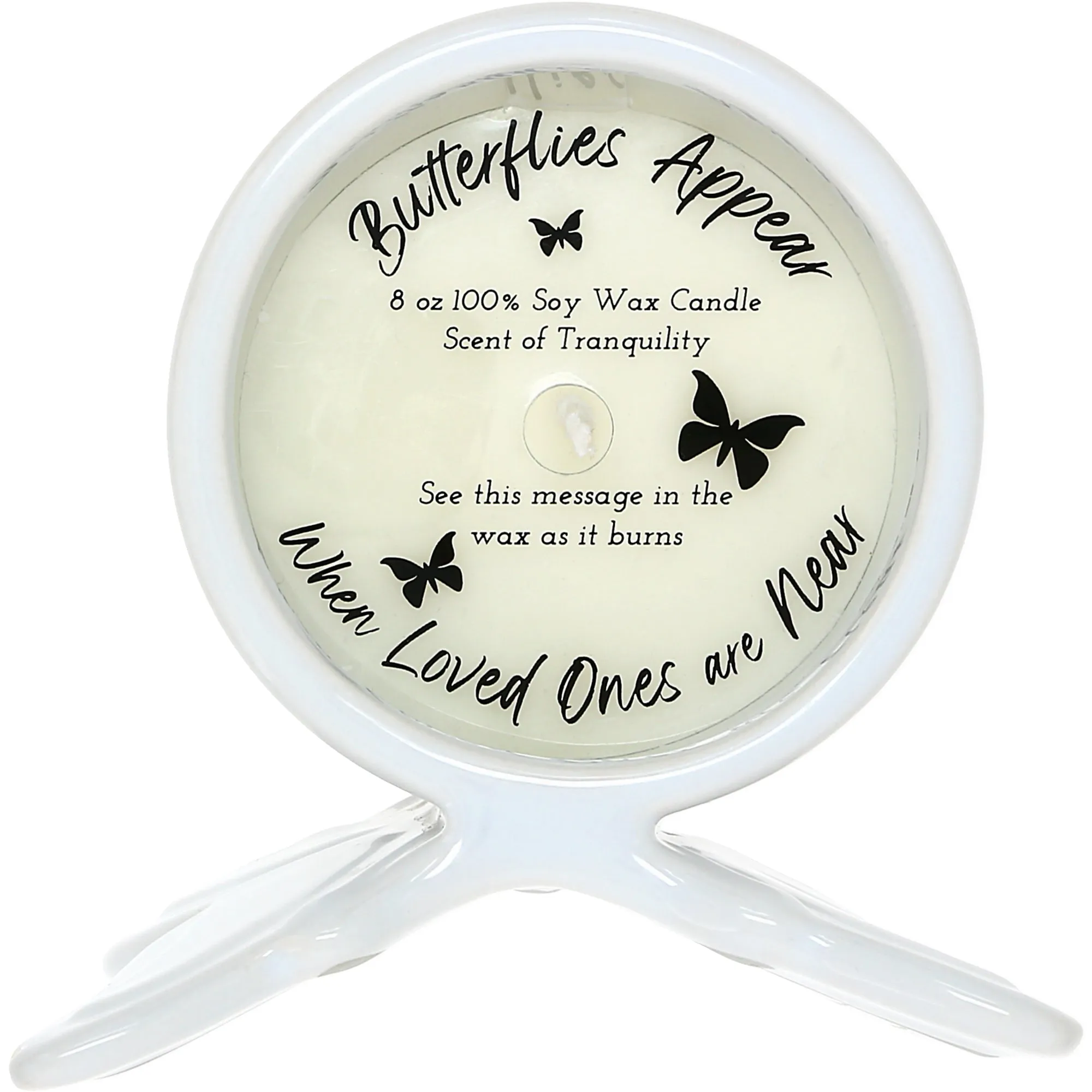 Beside Us 8 oz 100% Soy Wax Reveal Butterfly Candle Scent: Tranquility