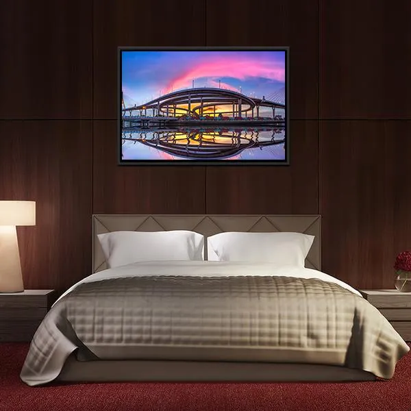 Bhumibol Bridge At Twilight Canvas Wall Art