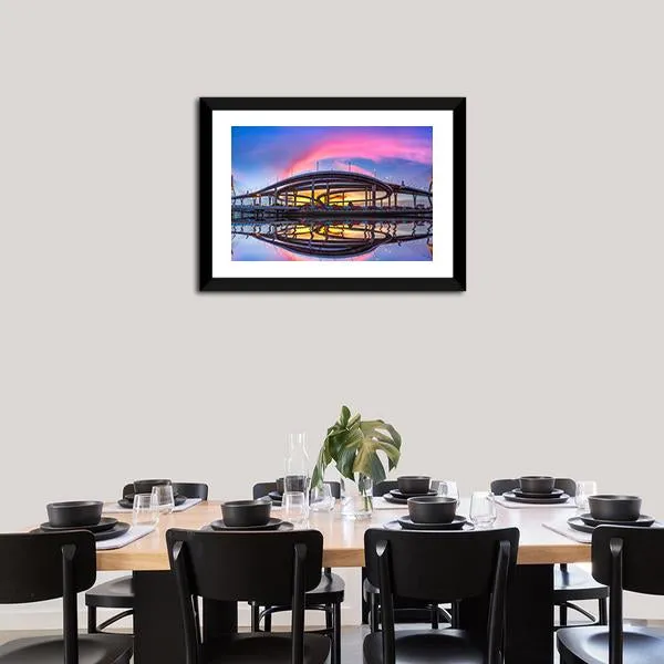 Bhumibol Bridge At Twilight Canvas Wall Art