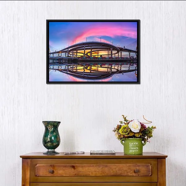 Bhumibol Bridge At Twilight Canvas Wall Art