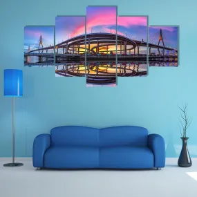 Bhumibol Bridge At Twilight Canvas Wall Art